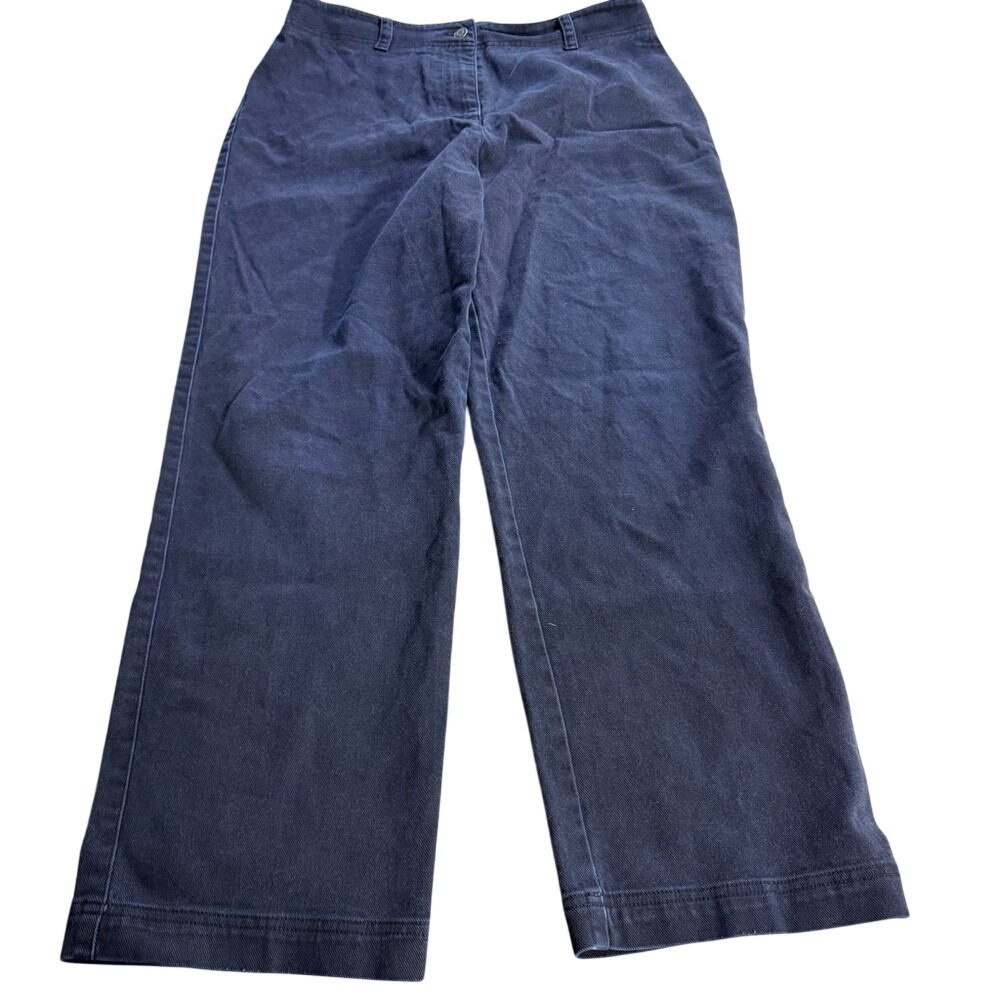 Lauren Jeans Co Ralph Lauren Navy Wide Leg Pants Womens Size 12 Cotton